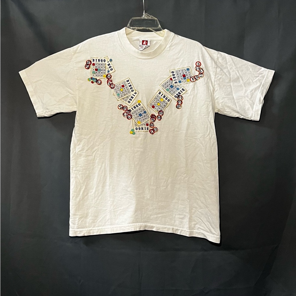 Vintage Bingo Graphic T-shirt Bayside Made In The USA Size Large